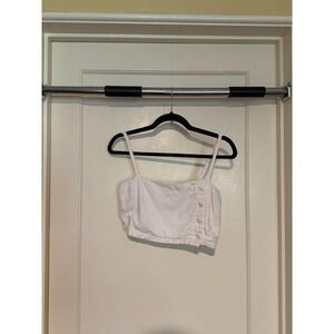 Forever 21 Contemporary White Sleeveless Casual Crop Top Size L‎